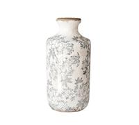 Pretty Vase Flower Vase for Home Decor Large Ceramic Rustic Farmhouse with Distressed Floral Pattern Shelf Decorations