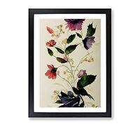 Pretty Watercolour Flowers Framed Wall Art Print A2 Black