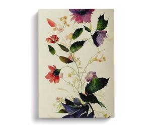 Pretty Watercolour Flowers No.1 Canvas Print | Gallery Wrapped 30mm Frame Wall Art | 30x20 inches | Ready to Hang | Modern Floral Picture | Living Room Bedroom Lounge Office