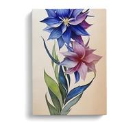 Pretty Watercolour Flowers No.3 Canvas Print | Gallery Wrapped 30mm Frame Wall Art | 30x20 inches | Ready to Hang | Modern Floral Picture | Living Room Bedroom Lounge Office