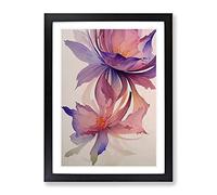 Pretty Watercolour Flowers No.5 Framed Print | A2 Black Framed Wall Art | Ready to Hang | Modern Floral Picture | Living Room Bedroom Lounge Office