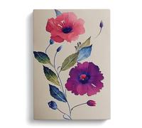 Pretty Watercolour Flowers No.6 Canvas Print | Gallery Wrapped 30mm Frame Wall Art | 30x20 inches | Ready to Hang | Modern Floral Picture | Living Room Bedroom Lounge Office