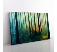 Pretty Watercolour Forest Vol.5 Canvas Wall Art Print Ready to Hang, Framed Picture for Living Room Bedroom Home Office Décor, 60x40 cm (24x16 Inch)