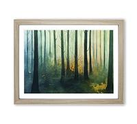 Pretty Watercolour Forest Vol.5 H1022 Framed Print for Living Room Bedroom Home Office Décor, Wall Art Picture Ready to Hang, Oak A2 Frame (64 x 46 cm)