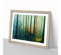 Pretty Watercolour Forest Vol.5 H1022 Framed Print for Living Room Bedroom Home Office Décor, Wall Art Picture Ready to Hang, Oak A4 Frame (34 x 25 cm)