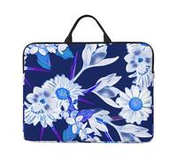 Pretty White Flowers Blue Pattern, 14 Inch Laptop Sleeve, Notebook Bag Laptop Case Sleeve Briefcase with Handle