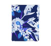 Pretty White Flowers Blue Pattern, PU Leather Laptop Sleeve, Notebook Bag Laptop Case Sleeve Tablet Briefcase
