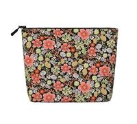 Pretty White Flowers Leather Portable Cosmetic Bag Organiser Suitable Business Trip for Woman Man
