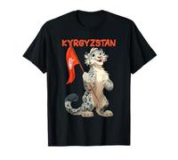 Pretty Wild Cat with Kyrgyzstan Flag for Snow Leopard Lovers T-Shirt