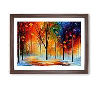 Pretty Winter Forest Vol.1 Abstract Framed Print | A4 Walnut Framed Wall Art | Ready to Hang | Abstract Landscape Picture | Living Room Bedroom Lounge Office
