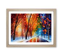 Pretty Winter Forest Vol.3 Abstract H1022 Framed Print for Living Room Bedroom Home Office Décor, Wall Art Picture Ready to Hang, Oak A4 Frame (34 x 25 cm)