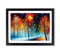Pretty Winter Forest Vol.4 Abstract Framed Print | A2 Black Framed Wall Art | Ready to Hang | Abstract Landscape Picture | Living Room Bedroom Lounge Office