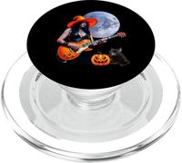 Pretty Witch Rocker Playing Electric Guitar With Cat PopSockets PopGrip for MagSafe