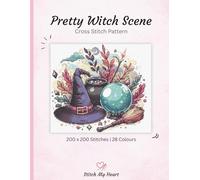 Pretty Witch Scene Cross Stitch Pattern Book - Stitch My Heart | Colour, Monochrome and Pattern Keeper