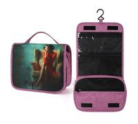 Pretty Woman Sitting in A Chair Travel Toiletry Bag for Women,Hanging Makeup Organizer with Hook for Shampoo