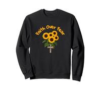 Pretty Women's Faith Over Fear Sunflowers Cross Joshua 1:9 Sweatshirt