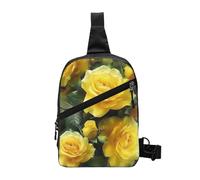 Pretty Yellow Rose Printed Chest Bag Shoulder Sling Bag for Men Women, Foldable Outdoor Crossbody Chest Packs Sport Daypacks