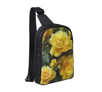 Pretty Yellow Rose Printed Chest Bag Sling Bag for Men Women, Waterproof Crossbody Backpack Men Bag for Runner Workout Hiking Cycling Travel