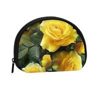 Pretty Yellow Rose Printed Coin Purse for Women Cute Small Change Wallet Mini Coin Purses Pouch with Zipper