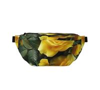 Pretty Yellow Rose Printed Fanny Pack Waist Bag for Men Women, Adjustable Bumbags Hip Bum Bag Travel Crossbody Bags Sports Running Hiking Belt Bag