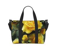 Pretty Yellow Rose Printed Travel Bag Duffle Bag for Men Women, Large Water Resistant Gym Bag Weekend Holdall Bag with Shoulder Strap