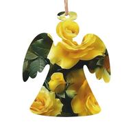 Pretty yellow rose Printed Wooden Angel-Shape Christmas Decorations 4 PCS Christmas Tree Decorations Holiday Hanging Decor