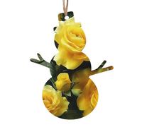 Pretty yellow rose Printed Wooden Snowman-Shape Christmas Decorations 4 PCS Christmas Tree Decorations Holiday Hanging Decor