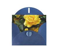 Pretty yellow rose Prints Pearl Paper Horizontal Festival Greeting Card for Birthday Cards and All Occasions, Blue