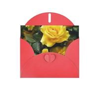 Pretty yellow rose Prints Pearl Paper Horizontal Festival Greeting Card for Birthday Cards and All Occasions, Red