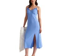 Pretty You London Women's Bamboo Frill Chemise in Cornflower Blue - UK 12 - Cornflower Blue
