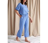 Pretty You London Women's Bamboo Frill Tee Trouser Set in Cornflower Blue - UK 16 - Cornflower Blue