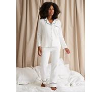 Pretty You London Women's Luxury Suite Waffle Long Pyjama Set in White - White - UK 18-20