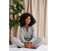 Pretty You London Women's Bamboo Long Pyjama Set - Grey Marl - UK 12 - Grey Marl