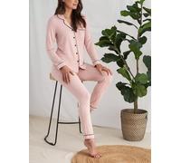 Pretty You London Women's Bamboo Long Pyjama Set - Pink - UK 16 - Pink