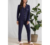 Pretty You London Women's Bamboo Long Pyjama Set - Midnight - UK 20 - Midnight