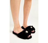 Pretty You London Women's Anya Slider Slippers in Black - UK 6-7 - Black