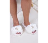 Pretty You London Women's Anya Slider Slippers in Cream | Size: 6-7 Pretty You London Cream 6-7