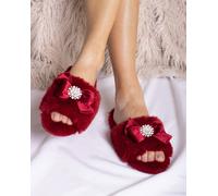 Pretty You London Women's Anya Slider Slippers in Red | Size: 3-4 Pretty You London Red 3-4