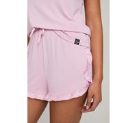 Pretty You London Women's Bamboo Frill Cami Short Pyjama Set in Blush - UK 14 - Blush