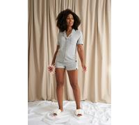 Pretty You London Women's Bamboo Shirt Short Set - Grey Marl - UK 20 - Grey Marl