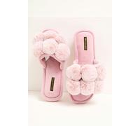Pretty You London Women's Dolly Pom Pom Slippers in Pink - UK 3-4 - Pink
