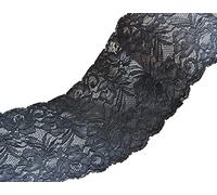 PrettyBoutique 1 Yard of 15cm Wide Elastic Stretch Lace Trim Ribbon Fabric Crafts Sewing DIY (Black)