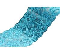 PrettyBoutique 1 Yard of 15cm Wide Elastic Stretch Lace Trim Ribbon Fabric Crafts Sewing DIY (Blue)
