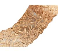 PrettyBoutique 1 Yard of 15cm Wide Elastic Stretch Lace Trim Ribbon Fabric Crafts Sewing DIY (Brown)