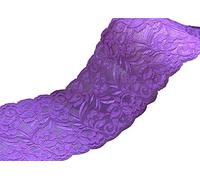 PrettyBoutique 1 Yard of 15cm Wide Elastic Stretch Lace Trim Ribbon Fabric Crafts Sewing DIY (Purple)
