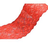 PrettyBoutique 1 Yard of 15cm Wide Elastic Stretch Lace Trim Ribbon Fabric Crafts Sewing DIY (Red)