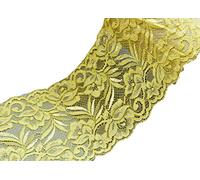 PrettyBoutique 1 Yard of 15cm Wide Elastic Stretch Lace Trim Ribbon Fabric Crafts Sewing DIY (Yellow)