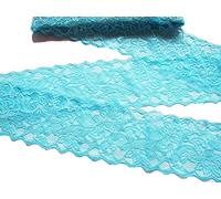 PrettyBoutique 1 Yard of 8cm Wide Elastic Stretch Lace Trim Ribbon Fabric Crafts Sewing DIY (Light Blue)