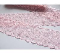 PrettyBoutique 1 Yard of 8cm Wide Elastic Stretch Lace Trim Ribbon Fabric Crafts Sewing DIY (Light Pink)