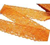PrettyBoutique 1 Yard of 8cm Wide Elastic Stretch Lace Trim Ribbon Fabric Crafts Sewing DIY (Orange)